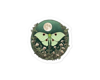 Pegatina de polilla Luna: vinilo de alta opacidad, sin burbujas