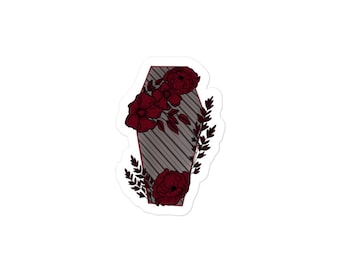 Pegatina de ataúd floral: vinilo de alta opacidad