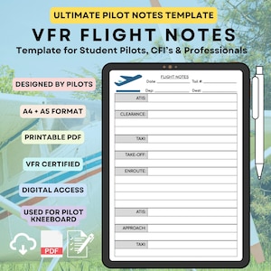 VFR パイロット飛行レッスン ノートパッド テンプレート 航空シート 学生パイロット飛行学校 飛行訓練 パイロット ライセンス用
