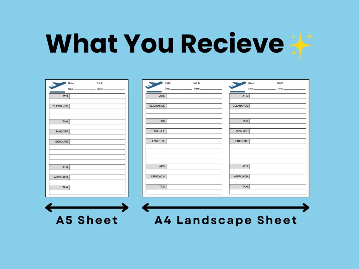 VFR Pilot Flight Lesson Notes Pad Template Aviation Sheet for Student ...