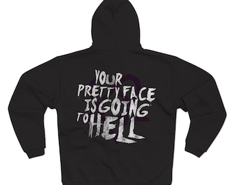 HIM Heartagram Your Pretty Face is Going to Hell Zip up Hoodie