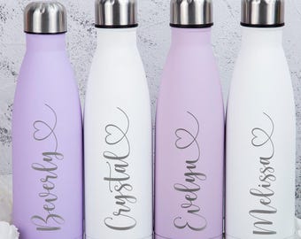 Gepersonaliseerde waterfles met naam, aangepaste sportwaterfles met rietje, gegraveerde geïsoleerde waterfles, huwelijkscadeau voor hem/haar, sportschoolcadeau.
