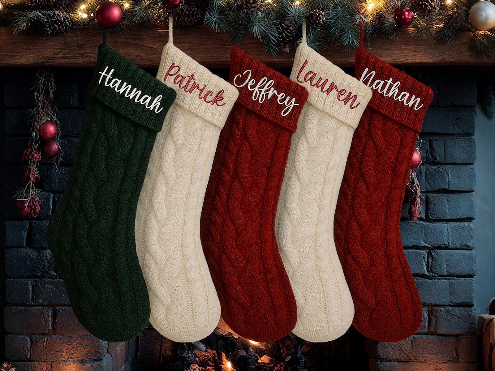 34 Adorable Christmas Stocking Ideas to Hang with Pride: Festive Flair for Your Fireplace 19 Personalized Embroidered Knit Christmas Stocking, Custom Name Gift
