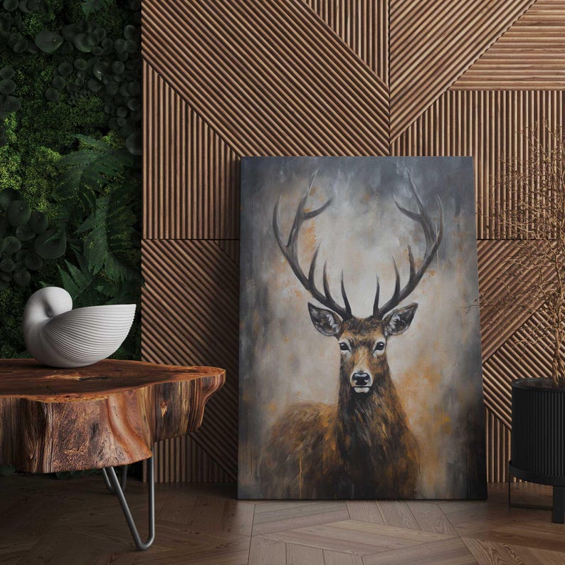 Elegant Stag Digital Wall Art | Rustic Deer Painting | Vintage Print ...