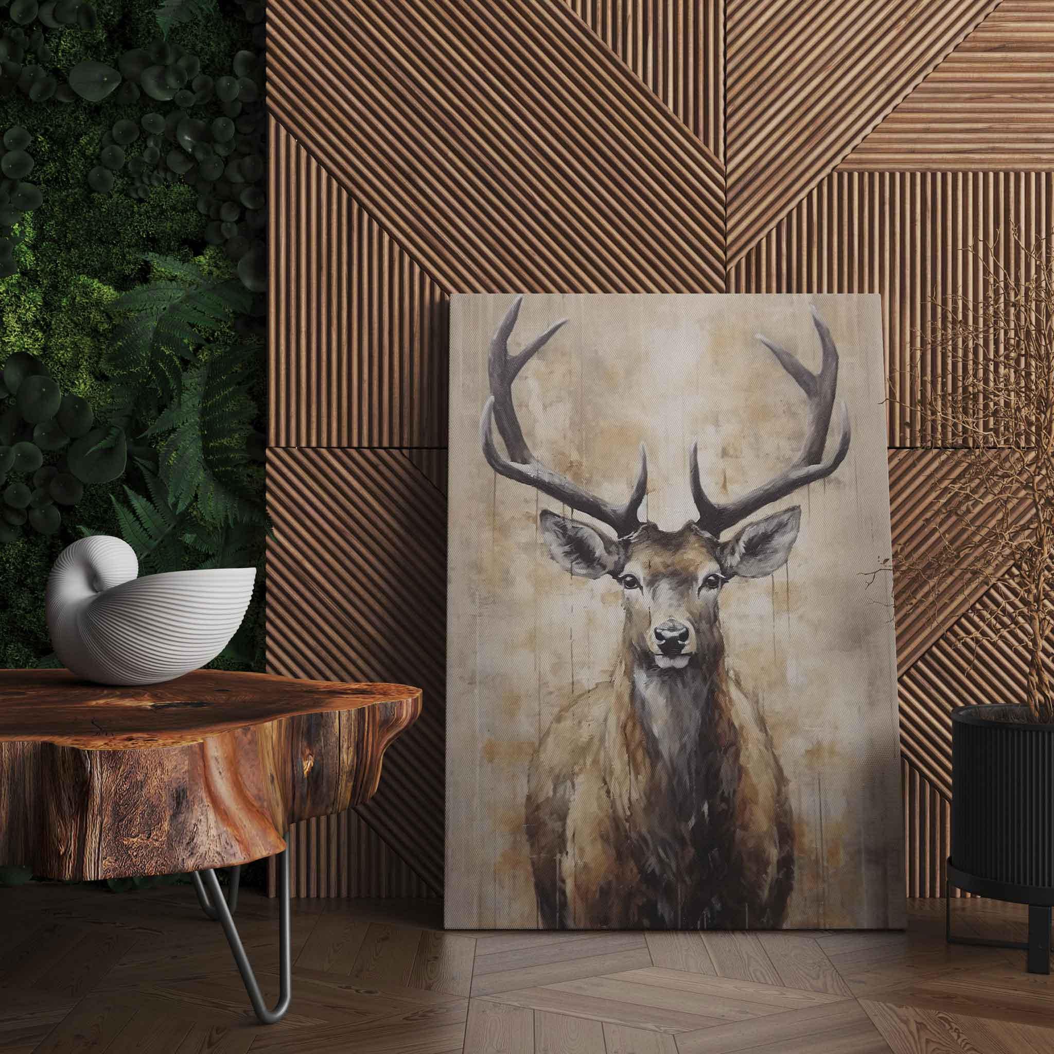 Deer Wall Art | Rustic Deer Painting | Vintage Print Hunting Art ...