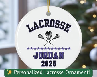Personalized Lacrosse Ornament: Custom Name and Year Keepsake, 2026 Lacrosse Player Gift, Team Ornament, Sports Christmas Ornament