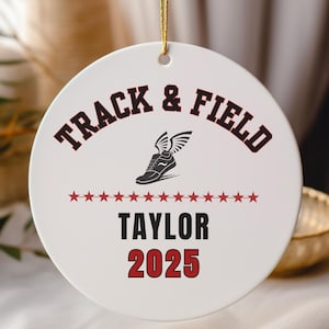 Personalized Track Ornament with Name, Running Coach Gift, 2025 Keepsake, Runner Christmas Ornament, Track and Field Ornament