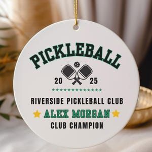 Personalized Pickleball Ornament, League or Tournament Gift, Coach Gift, Team Keepsake, Custom Sports Christmas Ornament, Player Ornament