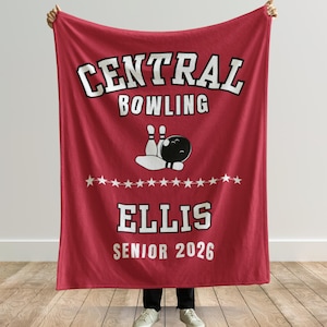 Personalized Bowling Senior Blanket – Custom Name Team Blanket, Bowler Senior Gift, End of Season Keepsake