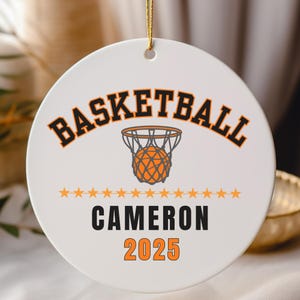 Personalized Basketball Ornament with Name, Player or Coach Gift, 2025 Keepsake, Sports Christmas Ornament, Athlete Ornament