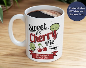 Gepersonaliseerde retro-chique kersentaart-dinermok - een vleugje jaren 50 nostalgie voor je ochtendkoffie