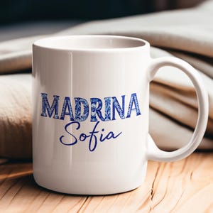 Personalized Madrina Mug, Spanish Godmother Gift, Talavera Style Mug, Regalo Madrina, Godmother Proposal Cup