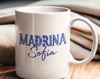 Personalized Madrina Mug, Spanish Godmother Gift, Talavera Style Mug, Regalo Madrina, Godmother Proposal Cup