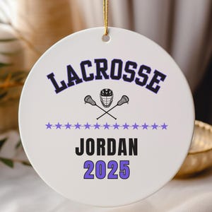 Personalized Lacrosse Ornament with Name, Player or Lacrosse Coach Gift, 2025 Keepsake, Sports Christmas Ornament, Athlete Ornament