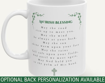 Personalized Irish Blessing Mug – May the Road Rise Up, Memorial & Sympathy Gift, Celtic Cross Keepsake