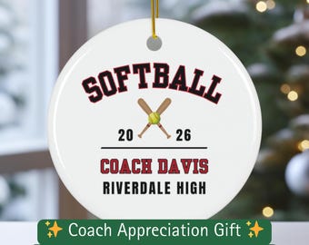Personalized Softball Coach Ornament 2026 – Coach Thank You Gift, Assistant Coach Gift, Team Appreciation Christmas Gift