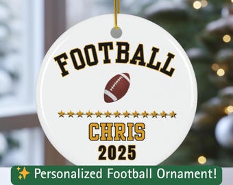 Personalized Football Ornament: Custom Football Player Ornament, 2026 Sports Keepsake, Youth Football Gift, Team Christmas Ornament