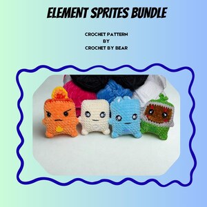 Element Sprites Crochet Pattern Bundle — Air, Water, Earth & Fire | Low-Sew Amigurumi Pattern