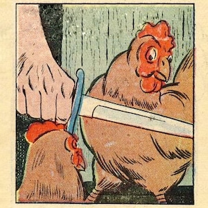 Digital Download | Wall Art | Digital Print Art | Vintage - Comic Panel Edit | Chicken Stares at Knife