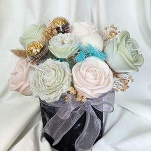 Bouquet of Scented Soy Wax Candle, Luxury Gift, Handmade