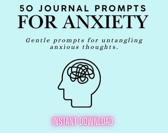 50 Anxiety Journal Prompts | Guided Self-Care Workbook (PDF)