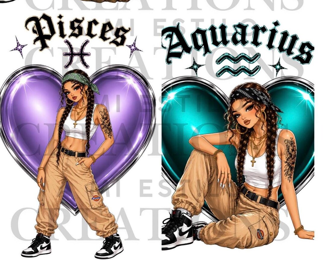 Chicana Zodiac Signs Clipart Bundle (digital Download) - Etsy