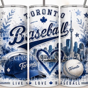 Gobelet isotherme Toronto Baseball (PNG) | Design par sublimation pour gobelet de 59 cl | Aquarelle bleue de baseball (téléchargement numérique) | Fan de sport canadien