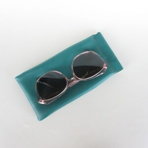 Leather Sunglass Case Eyeglass Case with Flex Frame Opening in Marine Blue and Teal Green Leather Teal