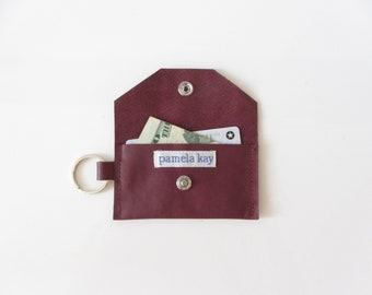 ID Keychain Wallet in Burgundy Wine Leather