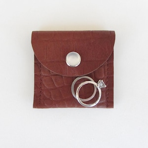 Leather Ring Pouch for Engagement Proposal or Wedding Ceremony, Travel Jewelry Pouch image 1