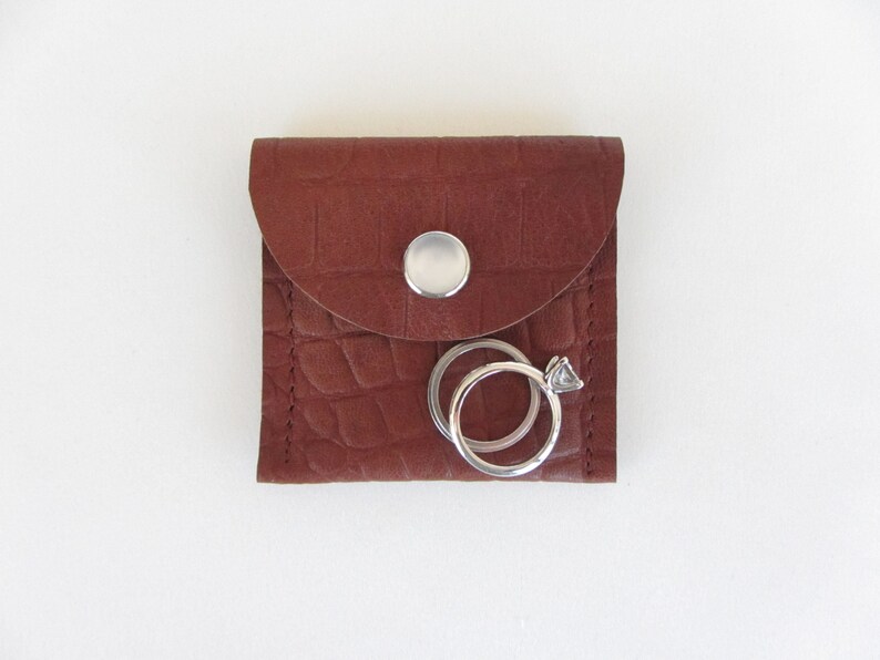 Leather Ring Pouch for Engagement Proposal or Wedding Ceremony, Travel Jewelry Pouch image 1