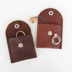 Leather Ring Pouch for Engagement Proposal or Wedding Ceremony, Travel Jewelry Pouch image 4