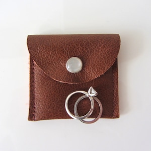 Travel Jewelry Pouch His and Hers Ring Pouch Engagement Ring Pouch Brown Leather Variations image 1