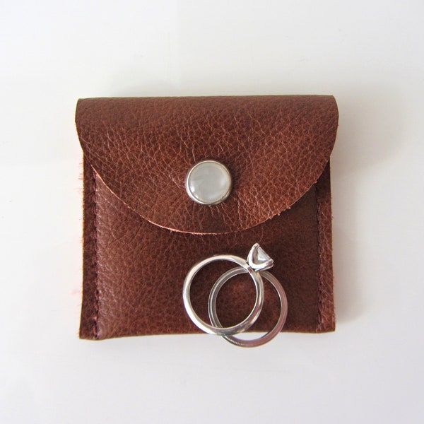 Travel Jewelry Pouch His and Hers Ring Pouch Engagement Ring Pouch Brown Leather Variations