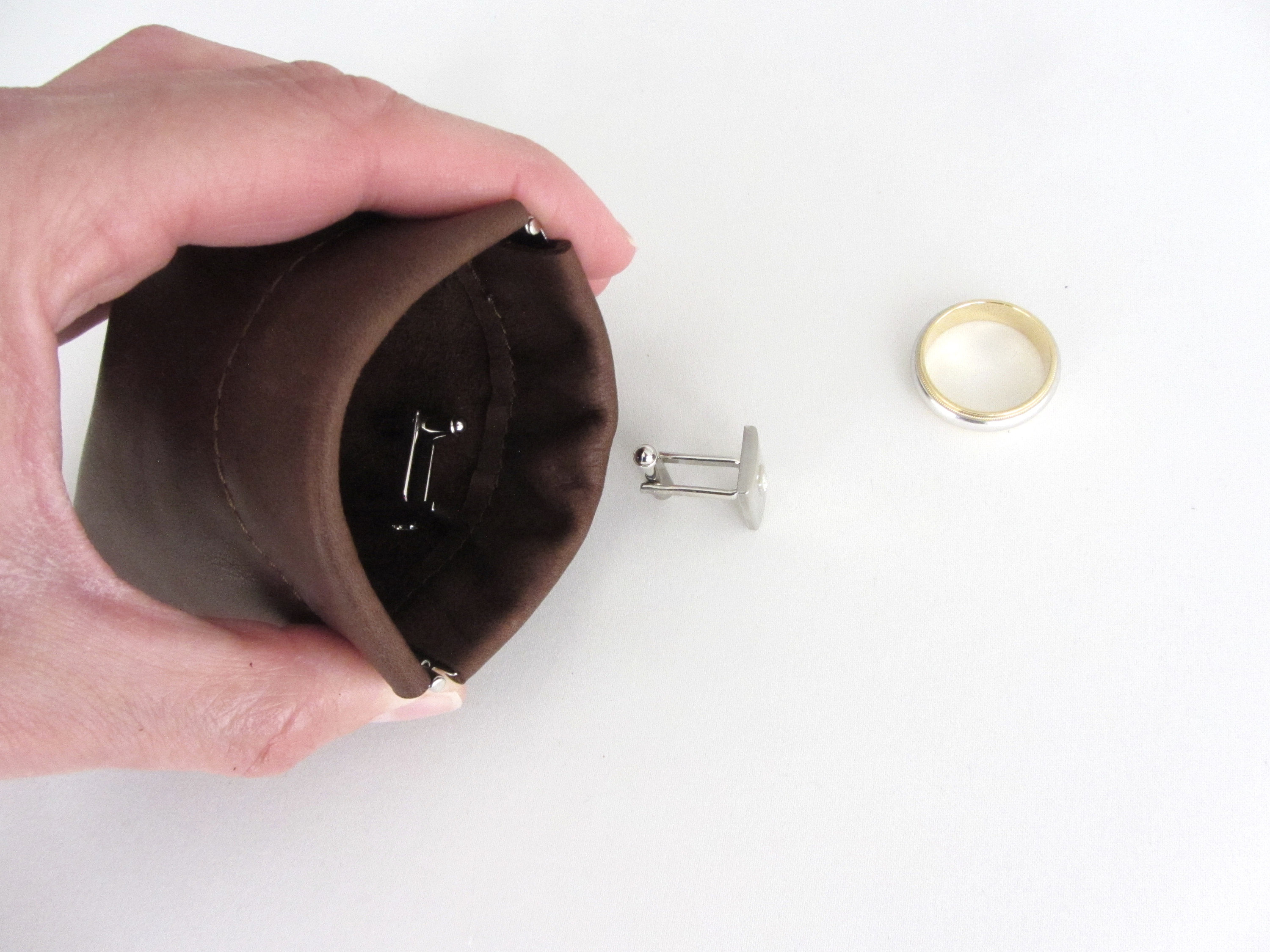 Leather Coin Pouch With Flex Frame Opening Brown Leather Etsy