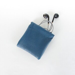 Leather Coin Pouch with Flex Frame Opening Available in Marine Blue and Teal Green Leathers image 4