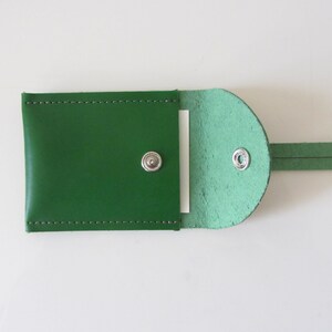 Leather Luggage Tag with Identification Card Tucked Inside Shamrock Green image 3