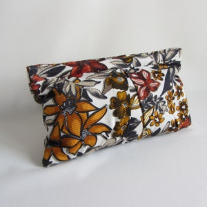 Abstract Clutch Wild Flower Print in Warm Autumn Colors Amber, Goldenrod, and Cinnamon image 1