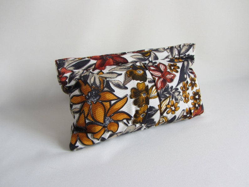 Abstract Clutch Wild Flower Print in Warm Autumn Colors Amber, Goldenrod, and Cinnamon image 1