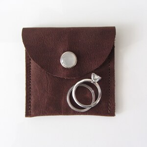 Travel Jewelry Pouch His and Hers Ring Pouch Engagement Ring Pouch Brown Leather Variations image 3