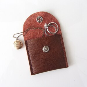 Travel Jewelry Pouch His and Hers Ring Pouch Engagement Ring Pouch Brown Leather Variations Cognac