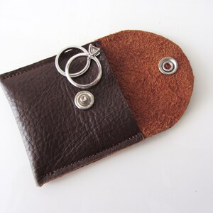 Travel Jewelry Pouch His and Hers Ring Pouch Engagement Ring Pouch Brown Leather Variations Chestnut