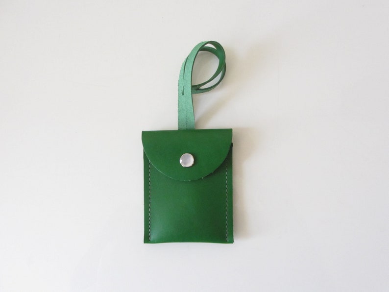 Leather Luggage Tag with Identification Card Tucked Inside Shamrock Green image 1