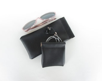 Leather Gift Set Matching Pouch Set Sunglass Pouch Pencil Case Coin Pouch Headphone Case Bundle