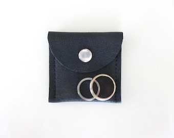 Travel Jewelry Pouch, Proposal Ring Box, Wedding Ring Pouch in Blue & Navy Blue Leathers