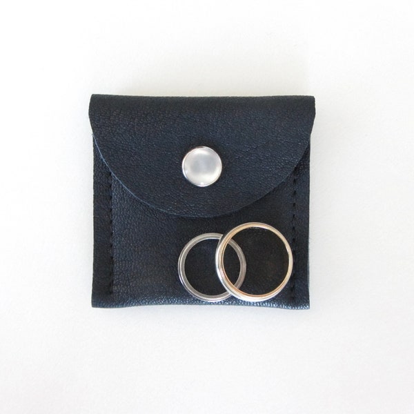 Travel Jewelry Pouch, Proposal Ring Box, Wedding Ring Pouch in Blue & Navy Blue Leathers