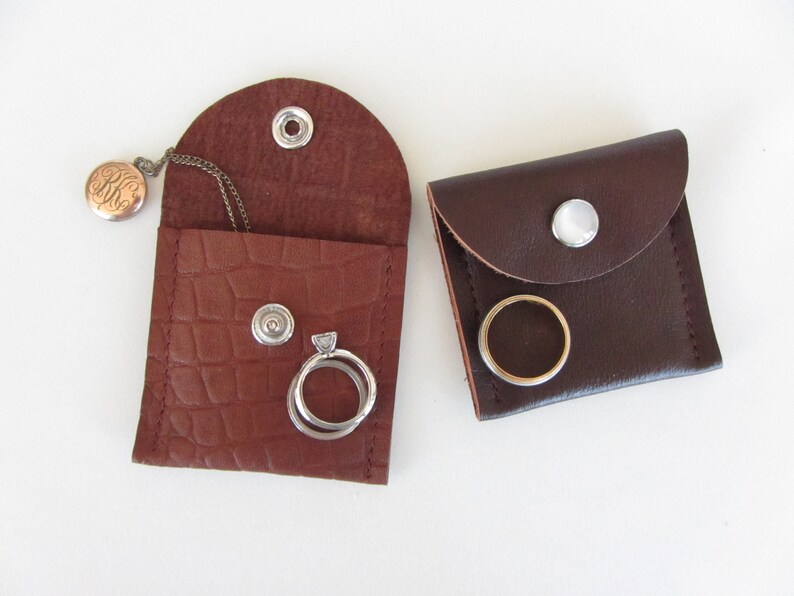 Leather Ring Pouch for Engagement Proposal or Wedding Ceremony, Travel Jewelry Pouch image 3