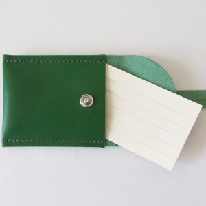 Leather Luggage Tag with Identification Card Tucked Inside Shamrock Green image 2