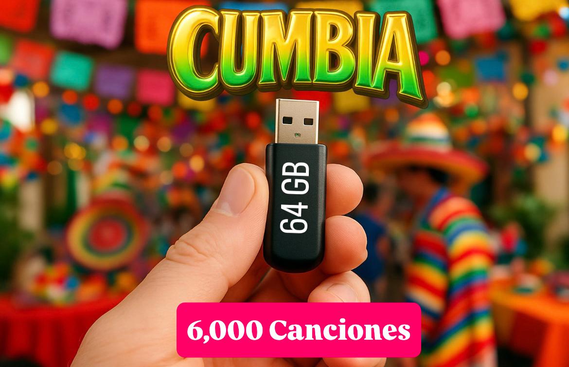Cumbia 64GB - Party Flash Drive - Perfecto Para Fiestas - Party Starters - Cumbia Mix - Música para Fiestas