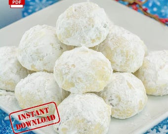 MEJOR RECETA Bolitas de nieve de pastelitos de té rusos / Descarga instantánea / Imprimible / PDF / Receta digital / Casera / Receta fácil / Bolitas de mantequilla /